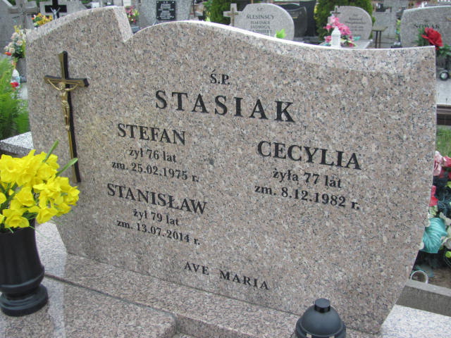 Cecylia Stasiak 1906 Ślesin - Grobonet - Wyszukiwarka osób pochowanych